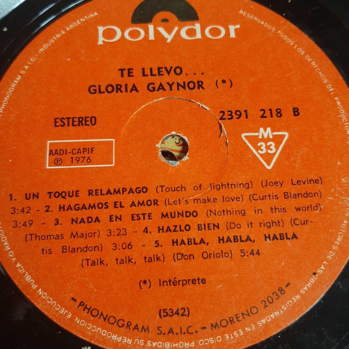 Sin Tapa Disco Gloria Gaynor Te Llevo Si - Libros Del Mundo