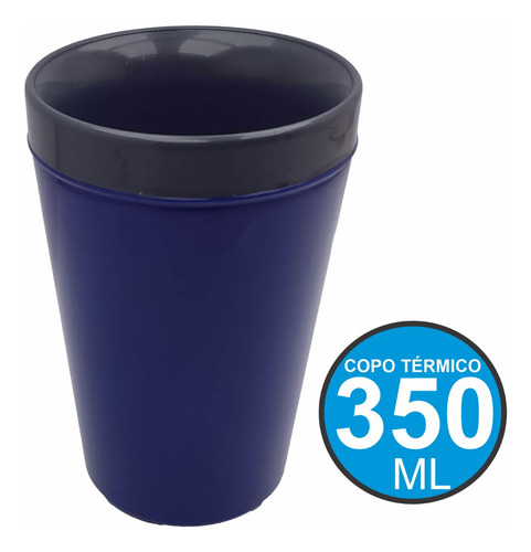 Copos Térmico 350ml Conserva Quente Frio Caneca Parede Dupla Cor Azul Liso