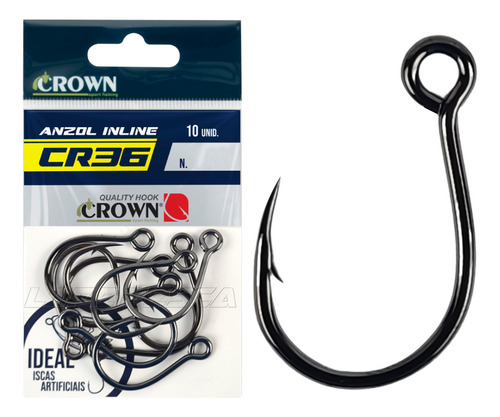 Anzol Crown Inline Cr36 Black Nº3/0 - 10 Unidades