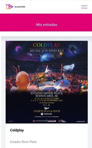 Imagen 2 de 3 de Box Coldplay Incluye Entrada Campo Delantero 4/11 $85k