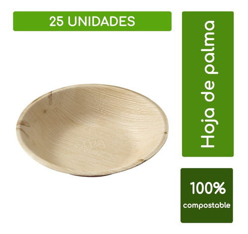 Set 25 Bowls Ecológicos De Hoja De Palma 100% Compostables