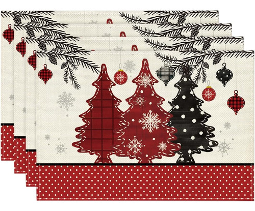 Manteles Individuales De Navidad, Árboles De Pino, Copo De N
