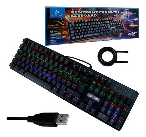 Teclado Mecanico Gamer Rgb Qwerty Alambrico Tc17 Español Teclado Negro Idioma Español Latinoamérica