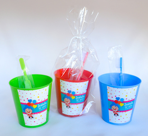 Cepillo De Dientes+vaso Plim Plim Infantiles Personaliza X10