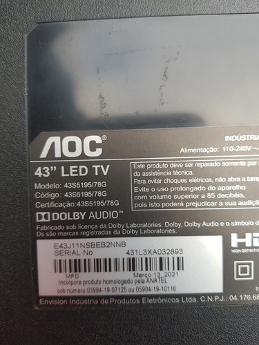 Placa T-com Tv Aoc 43s5195/78g (Usado)