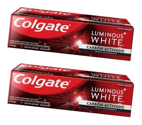 Colgate Luminous White Carbón Activado 66ml 2pzas