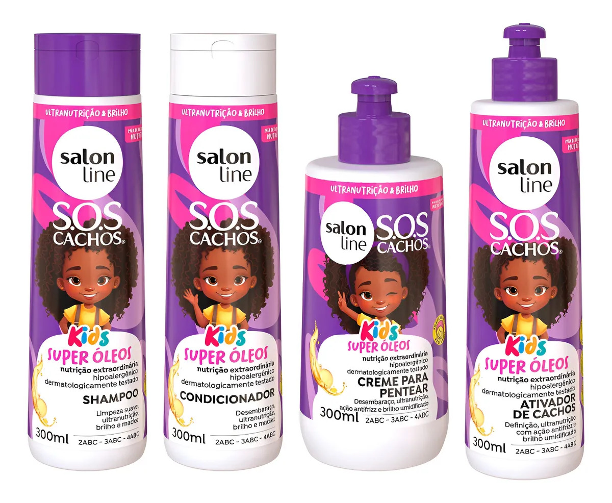 Kit Para Cachinhos Nutridos Com Sos Cachos Kids Super Óleos