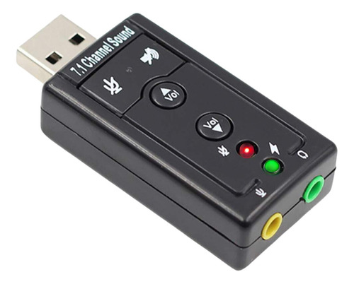 Tarjeta de sonido USB 7.1 Adaptador de audio P2 Fone Pc Notebook Color Black