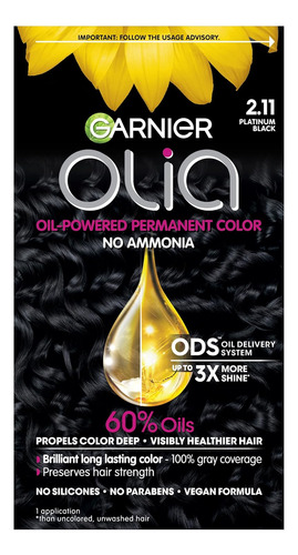 Garnier Olia Tinte Permanent Negro Platino, 1 Unidad-