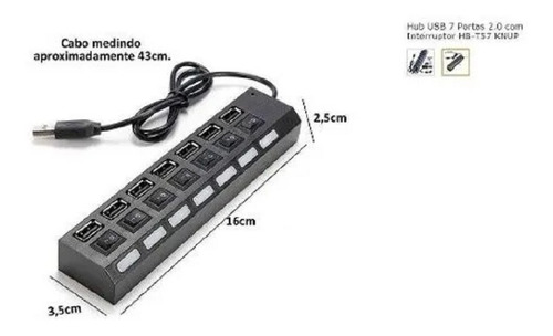 Imagem 6 de 8 de Hub De Usb 7 Portas 2.0 Hd Extensor High Speed Pen Drive Hd