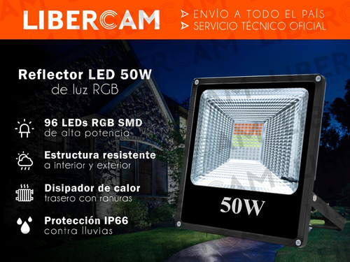 Imagen 3 de 10 de Reflector Led 50w Rgb Exterior Alta Potencia Control Ip66