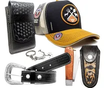Comprar Kit Country Cinto Fivela Bone Capinha Bainha Couro Canivete