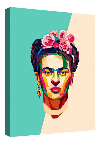 Cuadro Decorativo Canvas Coleccion Frida Kahlo 60x45 Color Pop Art Armazón Natural