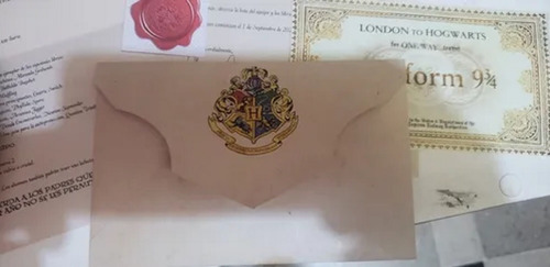Carta Harry Potter Invitación Mas Boleto Plataforma 9 3/4