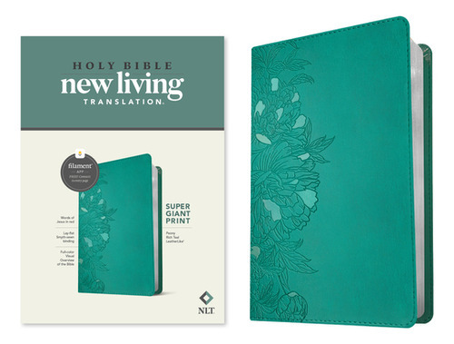 NLT Super Giant Print Bible, Filament-Enabled Edition (Red Letter, Leatherlike, Peony Rich Teal), de Tyndale. Editorial TYNDALE HOUSE PUBL, tapa dura en inglés