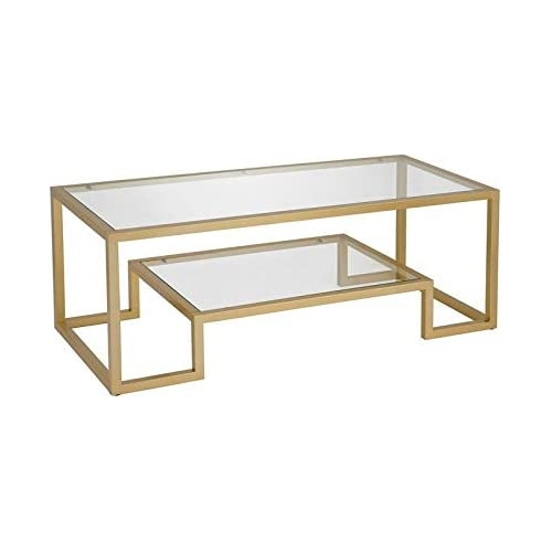 Mesa Auxiliar De Cristal Estilo Moderno Color Dorado