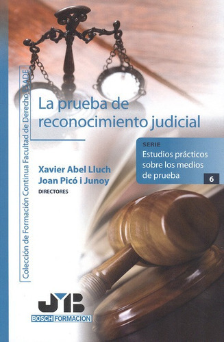 La Prueba De Reconocimiento Judicial, De Picó I Junoy, Joan. Editorial J.m Bosch, Tapa Blanda, Edición 1 En Español, 2012