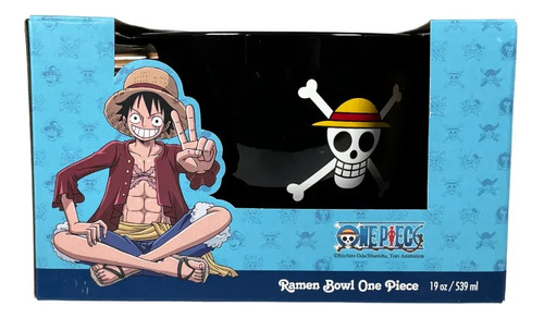 Ramen Bowl Con Palillos - One Piece Mugiwara Jolly 530 Ml Color Negro