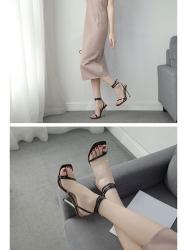 Sandalias Gladiator Para Mujer, Zapatos De Tacón Alto Con Co