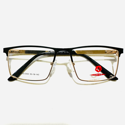 Lentes Armazón Suizo Dorado / Negro Rectangular Sw2353