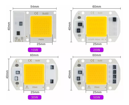 Chip Led Cob 50w Conexion Directa 110v, Luz Fria