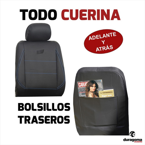 Imagen 3 de 10 de Funda Cubre Asiento Auto Simil Cuero Soft Acolchada Fitter