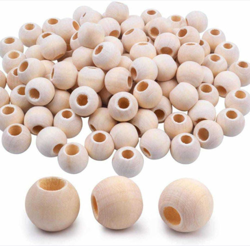 Imagen 2 de 3 de Cuentas De Madera Redonda 20mm Color Natural Juki