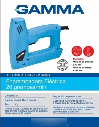 Engrampadora Clavadora Electrica 2 En 1 Gamma Clavos Grampa