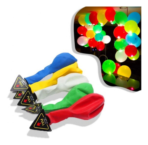 Globos Led Luminosos Colores Fiesta Surtidos Pack X 5 Unidad