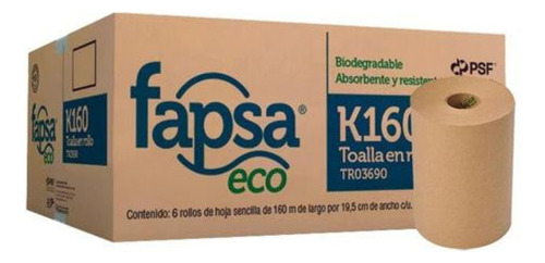 Toalla En Rollo Kraft Fapsa Caja C/6 Rollos 160 Mts C/u
