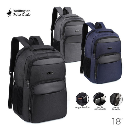 Imagen 2 de 5 de Mochila Urbana Porta Notebook Polo Original Cod 50808 Ellobo