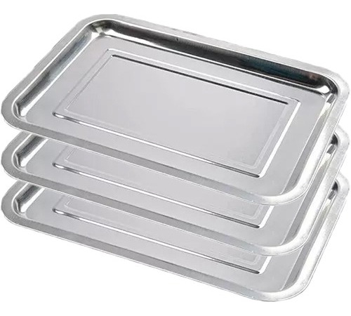 Pack 3pz Charola Para Servir Y Cocinar Acero 39x29x2 123012