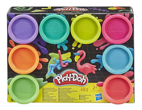 Massinha Play Doh Neon Mistura De Cores 8 Potes Hasbro E5063