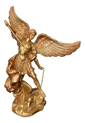 Figura Escultura Decorativa San Miguel Arcángel Dorado 33cm