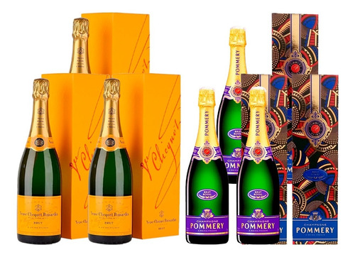 Champagne Veuve Clicquot Brut Yellow Label + Pommery 750ml