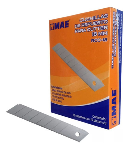 100 Cuchillas Repuesto Cutter Mae 18mm Exacto Antioxidante