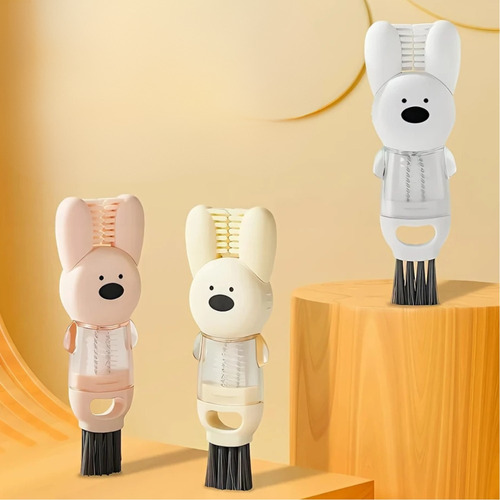 Cepillo Limpiador Multiusos 4 En 1 Botellas Termos Vasos Rosa