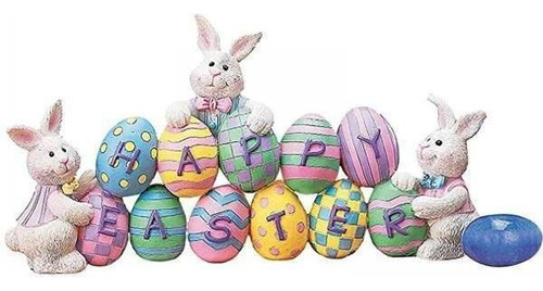 2x Estatuilla De Conejito De Pascua Feliz Hecha A Mano