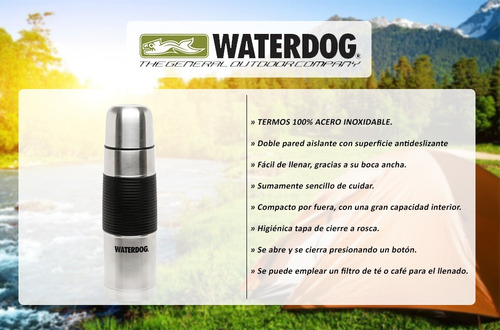 Termo Waterdog %100 Acero Inoxidable Antideslizante 750cc