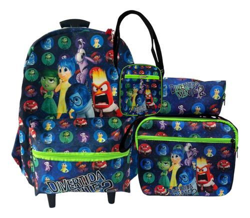 Kit Mochila Divertidamente 2 Filme Azul Rodinhas E Shoulder