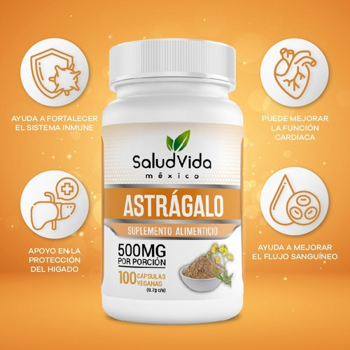 Imagen 3 de 3 de Astragalo (astragalus) 500mg 100 Cápsulas