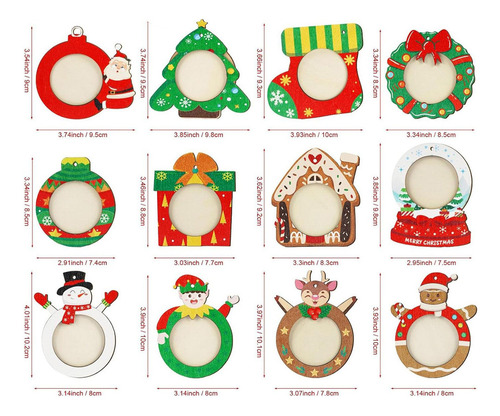 Para 12 Adornos Colgantes Con Marco Fotos Navideñas,