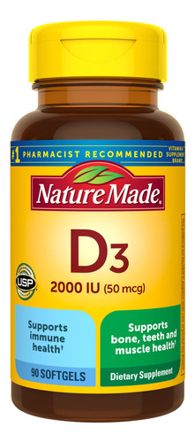 Vitamina D3 2000ui 50mcg 90cap Nature Made