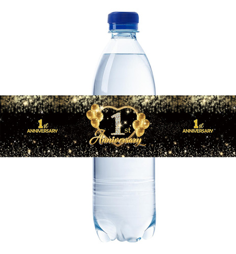 Etiqueta Para Botella Agua Feliz Primer Aniversario Globo 32