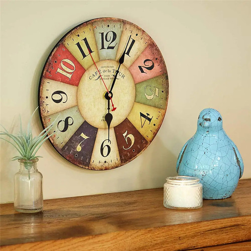Reloj De Pared De Madera Gruesa 12 - Decor Retro Rural