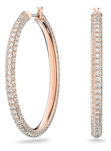 Aretes Tipo Argolla De Cristal Rosa De Swarovski En Oro Rosa