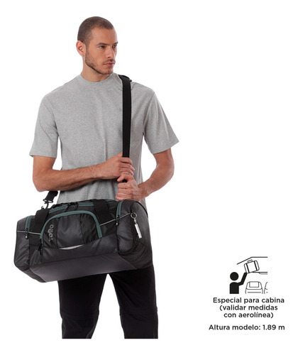 Totto Maleta Deportiva - Bolsa De Viaje | Chica Tek 2.0 - A Negro Con Gris Liso