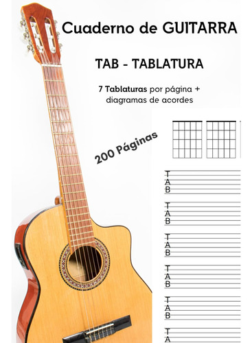 Libro: Cuaderno Tablatura Para Guitarra - Cuaderno Cifra - T