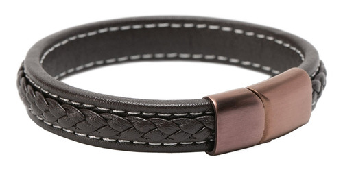 Pulsera De Hombre Cuero Circular Clásica Con Trenza