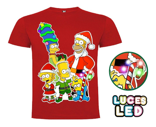 Polera Simpsons Luces Led  Navidad Personalizada Niños